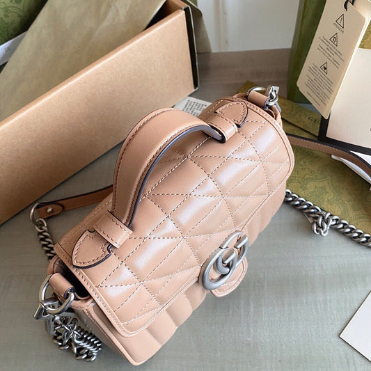 GC Marmont matelassé chevron leather Black / White / Dusty Pink / Gray Blue