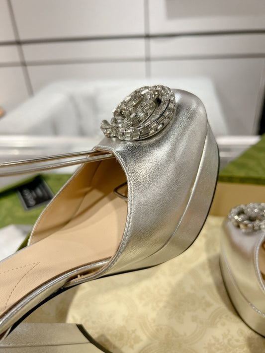 G* New high heels with crystal diamond double G buckle