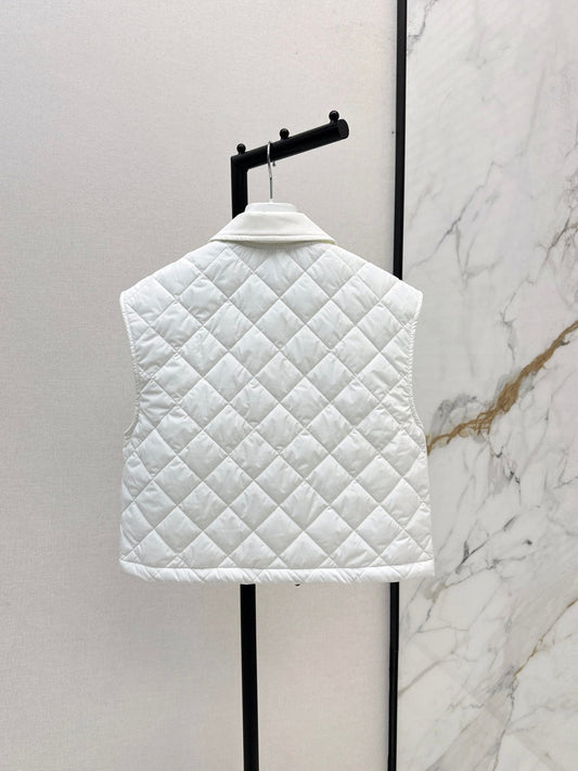 Monc New Diamond-patterned lightweight lapel padded vest