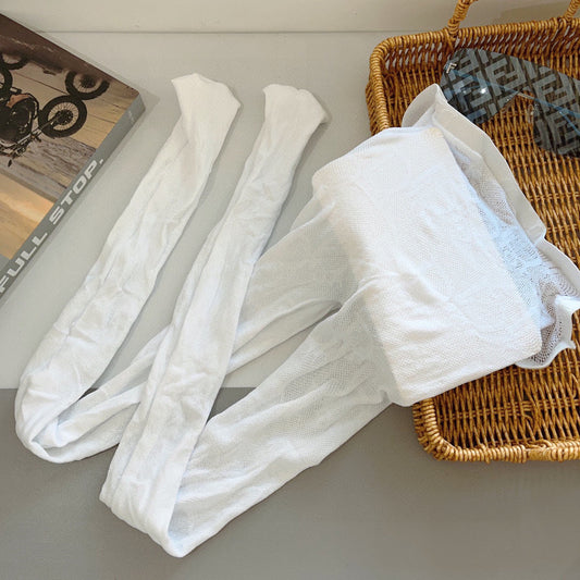 CD fishnet stockings with big D letter