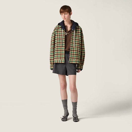 Miu NEW Hooded plaid jacket