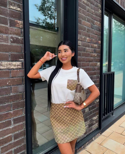 Guc NEW jacquard rhinestones skirt