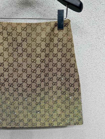 Guc NEW jacquard rhinestones skirt