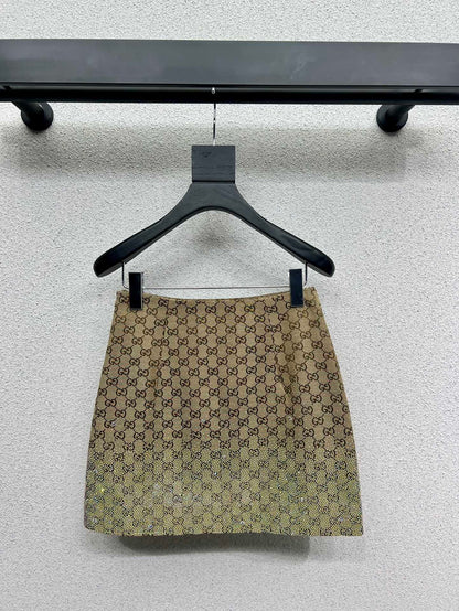 Guc NEW jacquard rhinestones skirt
