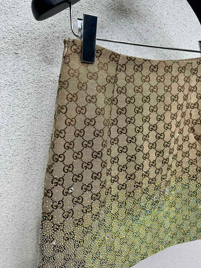 Guc NEW jacquard rhinestones skirt