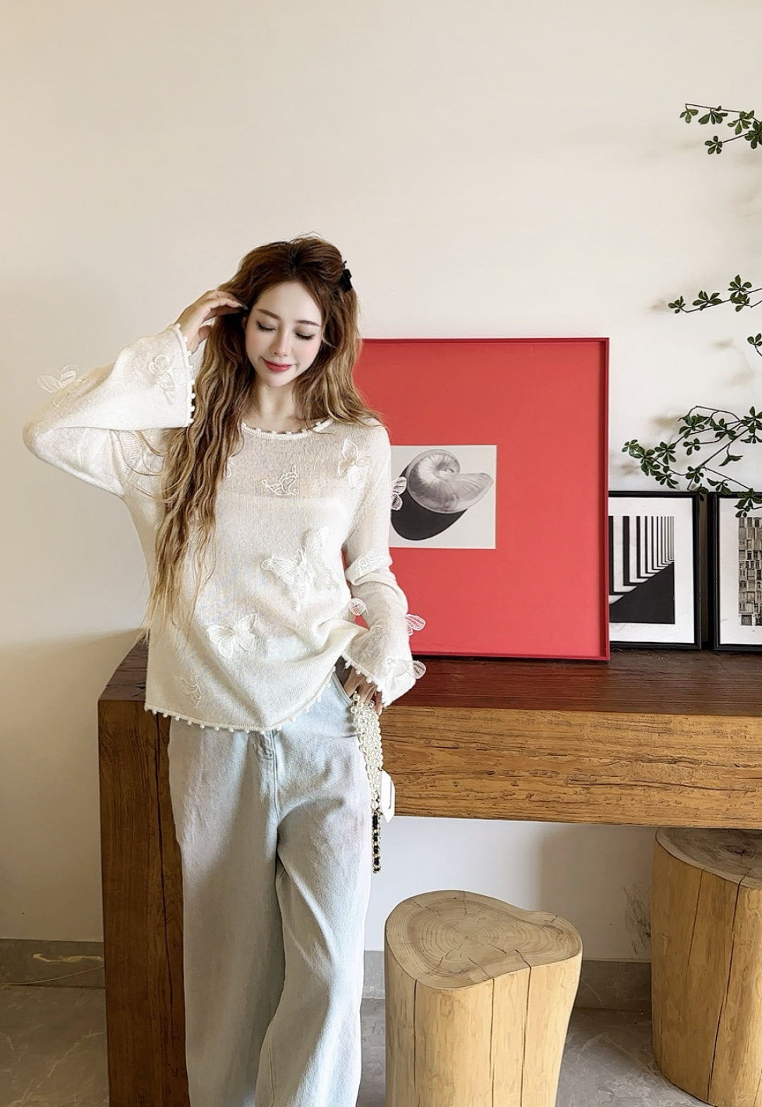 CD New butterfly embellished shirt