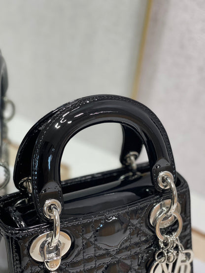 DO Mini & Small Lady Bag Black Patent Cannage Calfskin