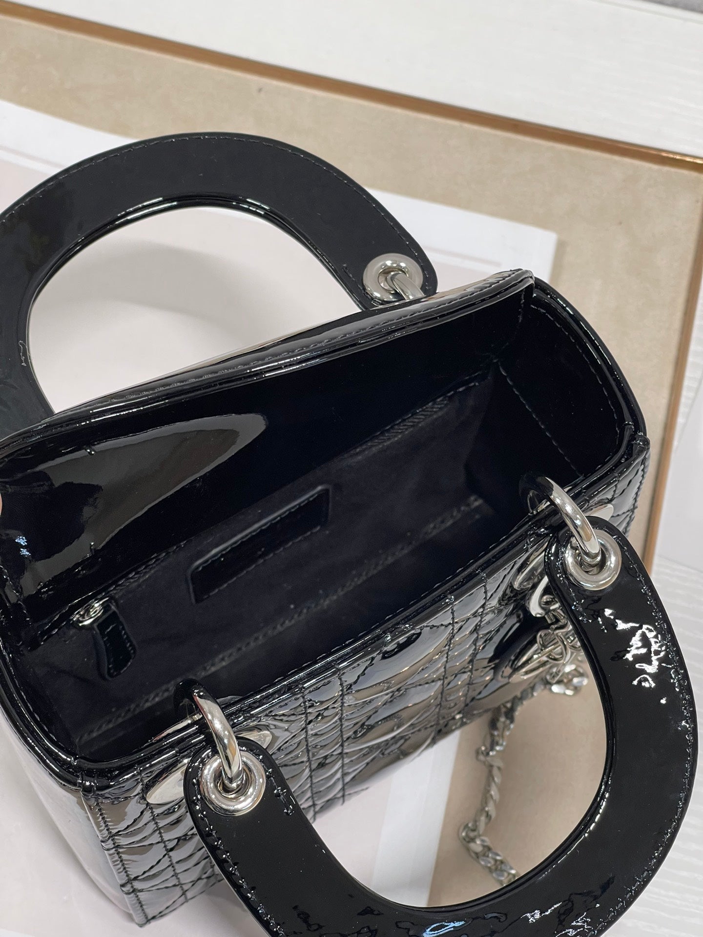 DO Mini & Small Lady Bag Black Patent Cannage Calfskin