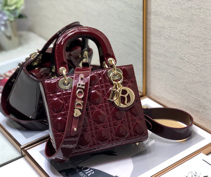 DO Mini & Small Lady Bag Claret Patent Cannage Calfskin