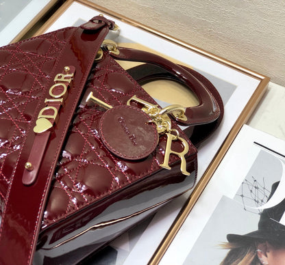 DO Mini & Small Lady Bag Claret Patent Cannage Calfskin