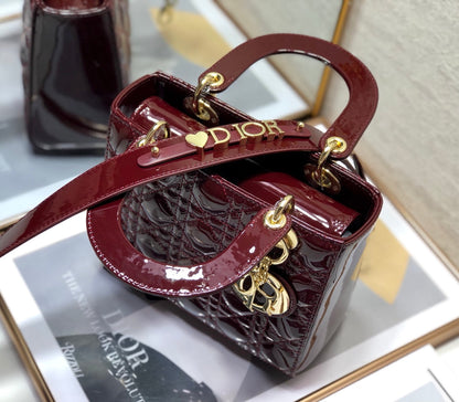 DO Mini & Small Lady Bag Claret Patent Cannage Calfskin