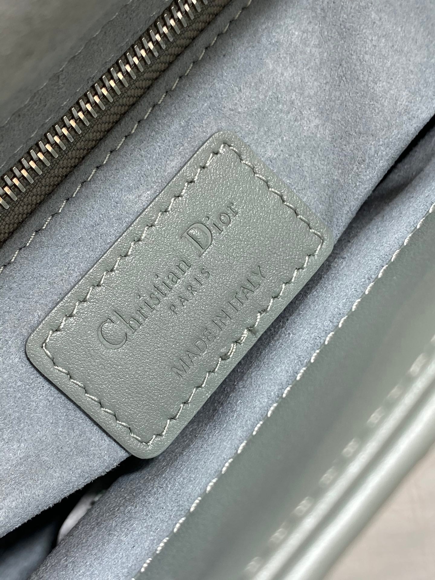 DO Mini Lady Bag  Stone Gray Diamond Pattern Calfskin