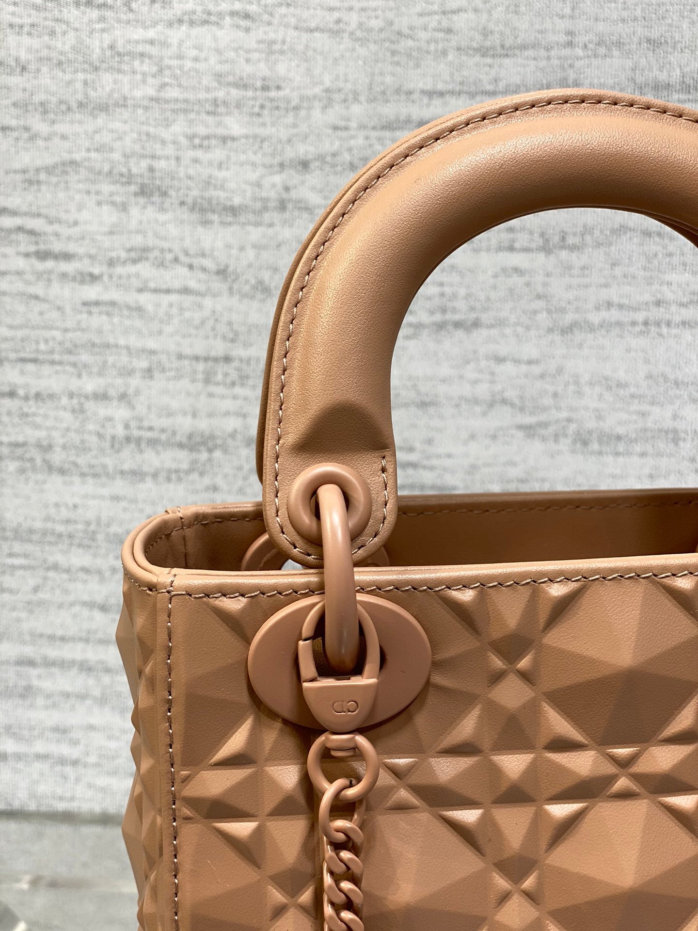 DO Mini Lady Bag  Matte Pink Diamond Pattern Calfskin