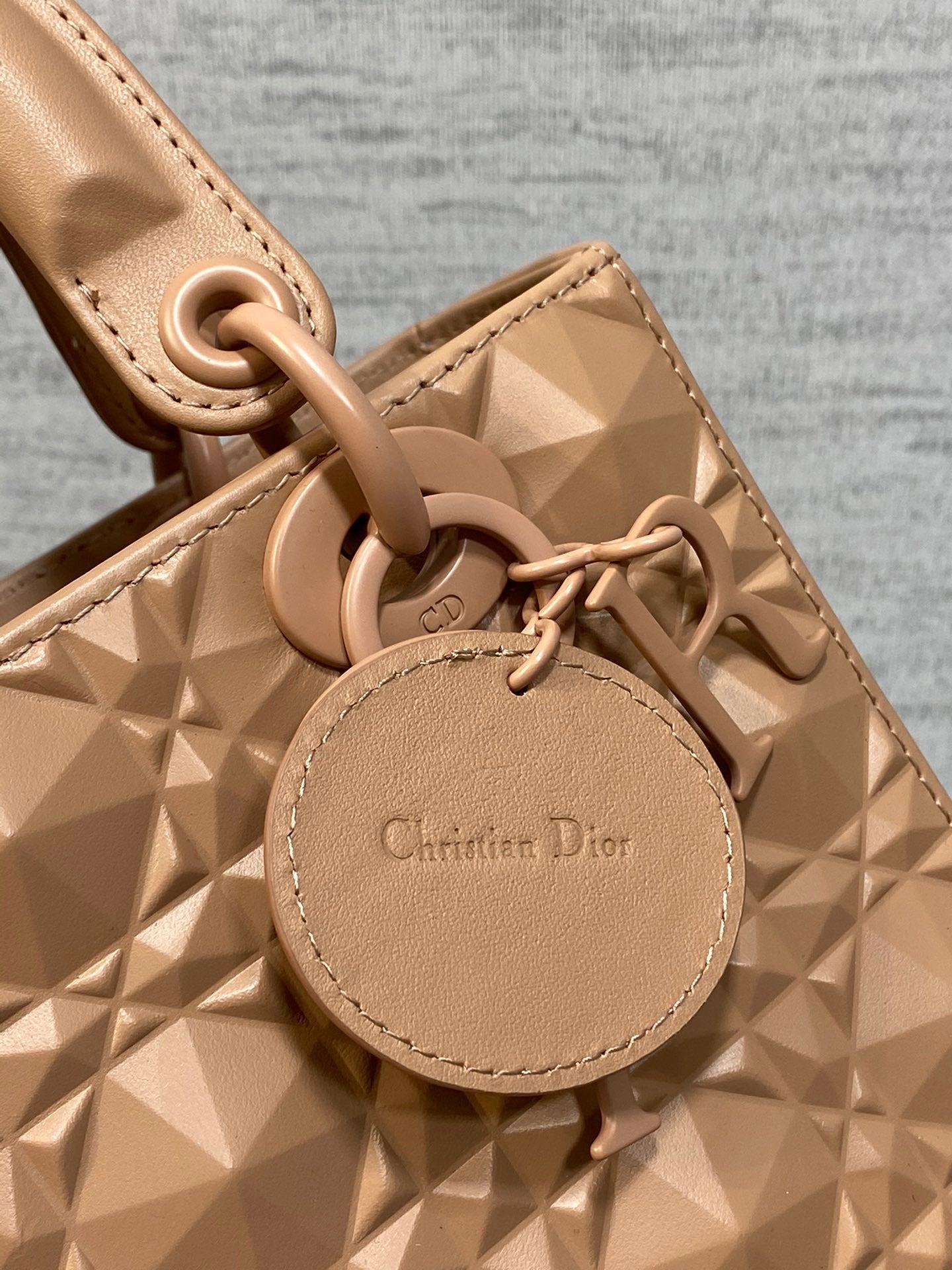 DO Mini Lady Bag  Matte Pink Diamond Pattern Calfskin