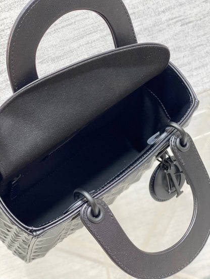 DO  Mini Lady Bag  Matte Black Diamond Pattern Calfskin