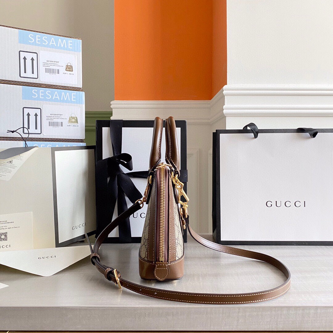 GC Horsebit 1955 small top handle bag Beige/ebony