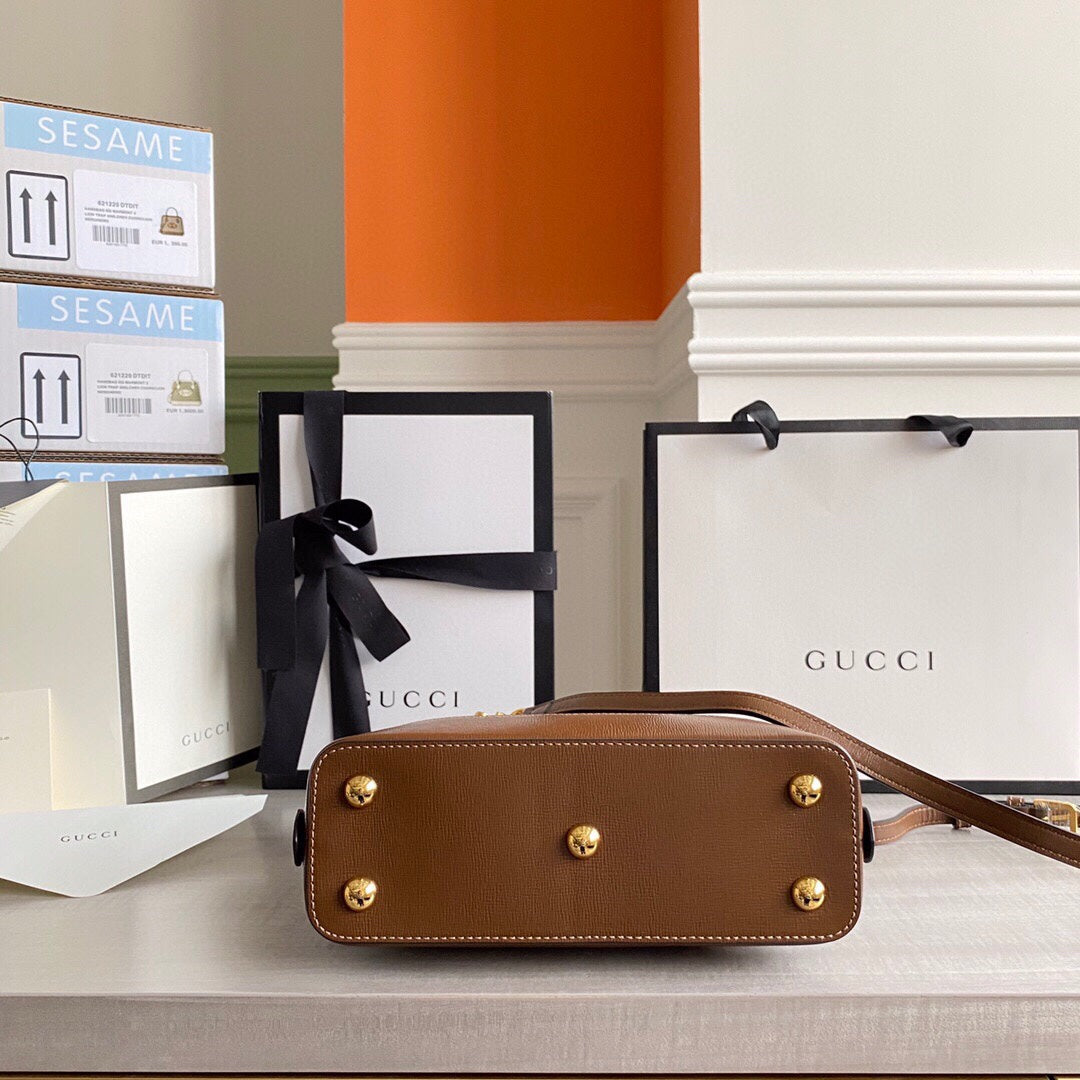 GC Horsebit 1955 small top handle bag Beige/ebony