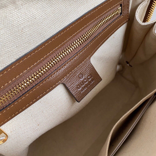 GC Horsebit 1955 small top handle bag Beige/ebony