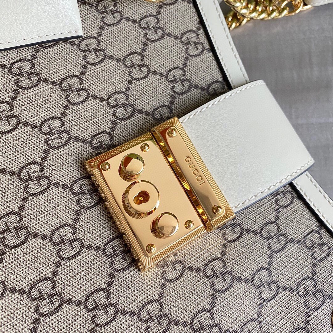 GC  Padlock medium shoulder bag tote Beige/ebony GG Supreme canvas, with brown leather detail