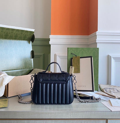 GC Marmont matelassé chevron leather Black / White / Dusty Pink / Gray Blue