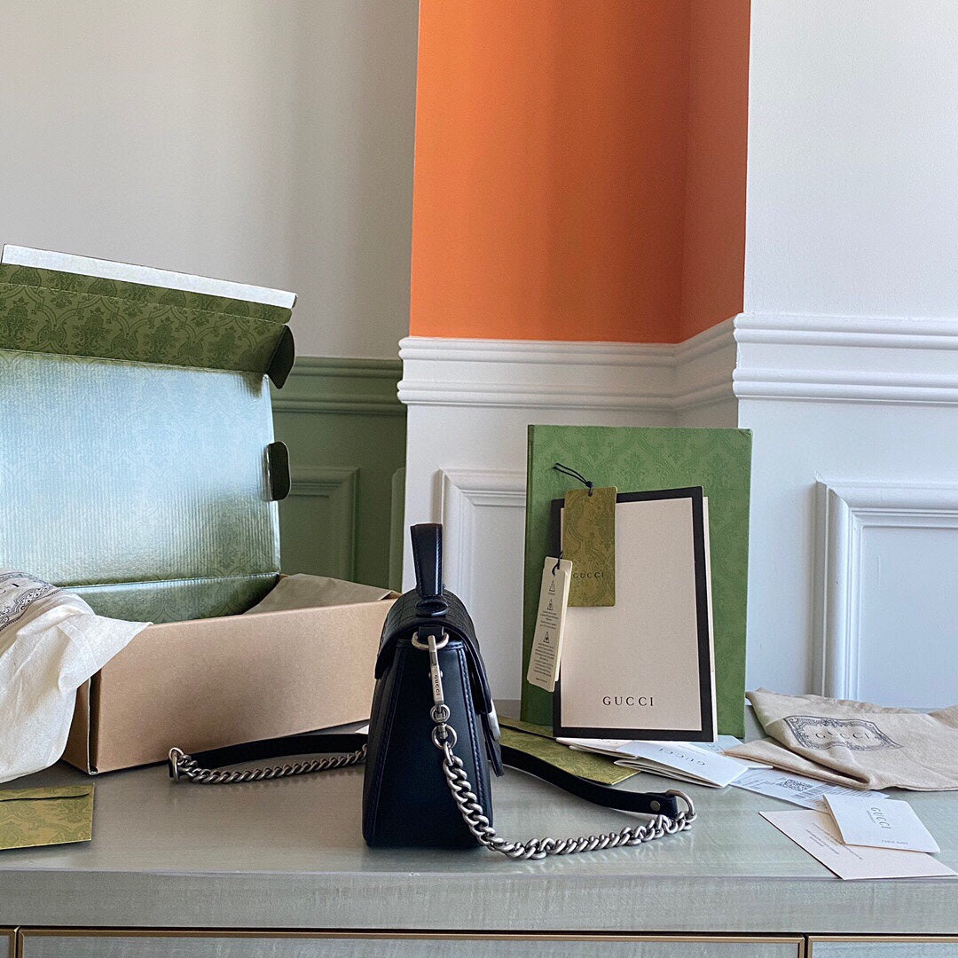 GC Marmont matelassé chevron leather Black / White / Dusty Pink / Gray Blue