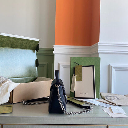 GC Marmont matelassé chevron leather Black / White / Dusty Pink / Gray Blue