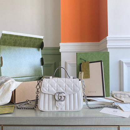 GC Marmont matelassé chevron leather Black / White / Dusty Pink / Gray Blue