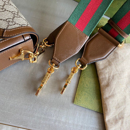 GC Horsebit 1955 mini shoulder bag Beige and ebony