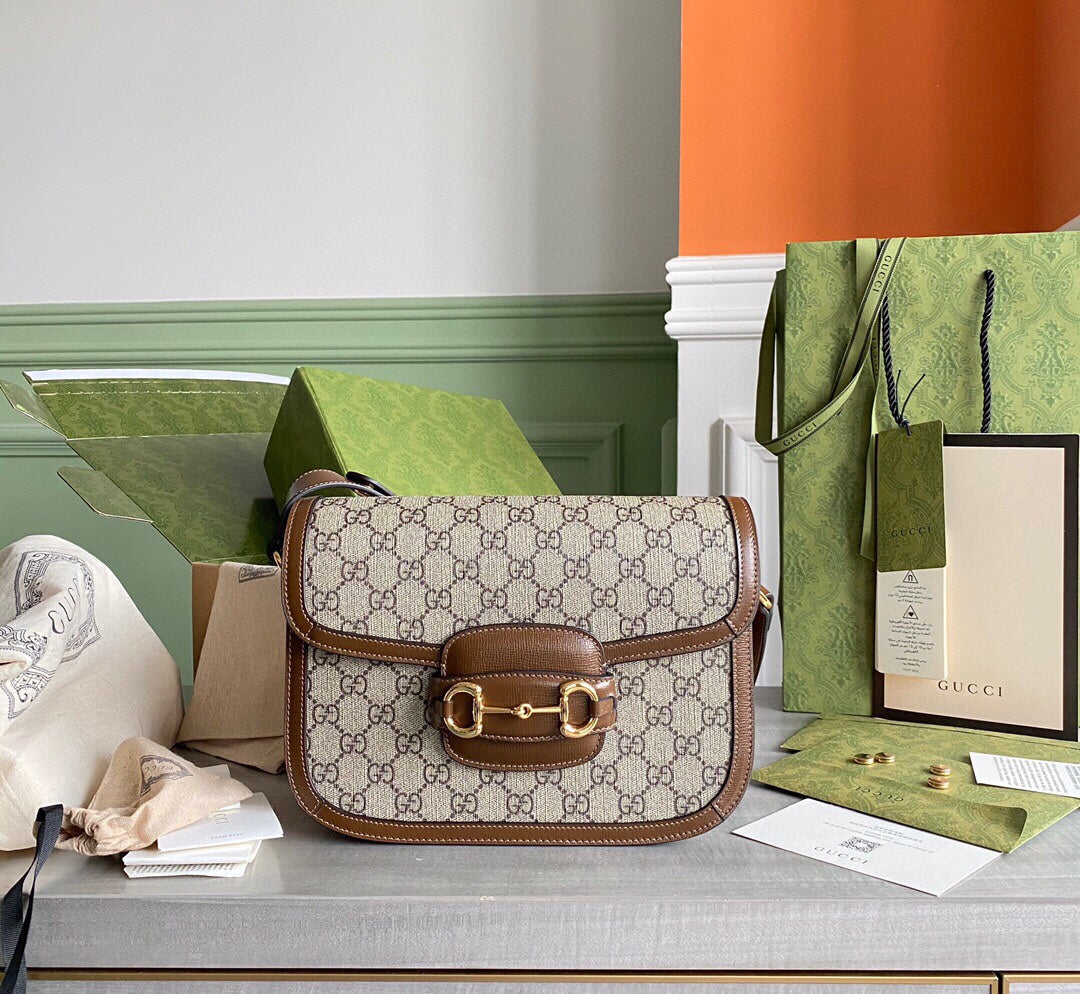 GC Horsebit 1955 small shoulder bag Beige and ebony