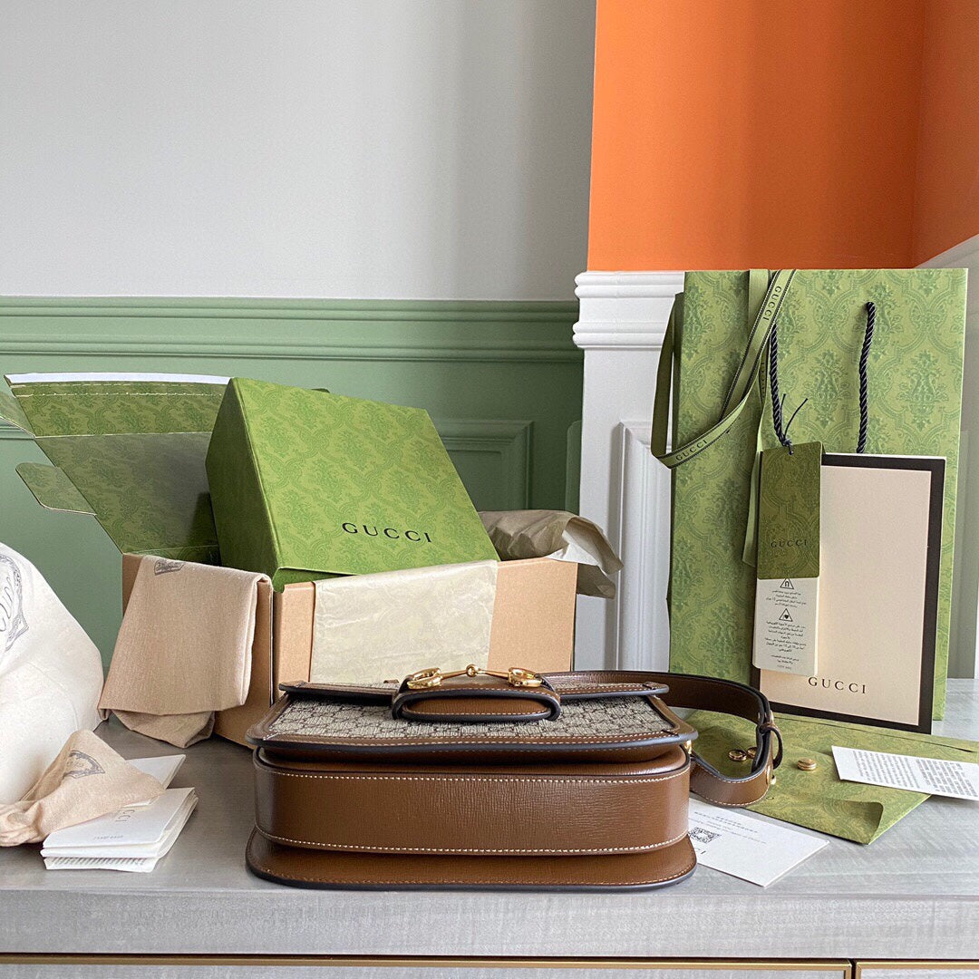 GC Horsebit 1955 small shoulder bag Beige and ebony