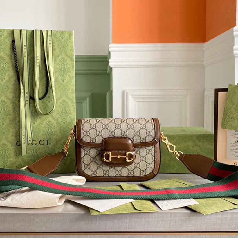 GC Horsebit 1955 mini shoulder bag Beige and ebony