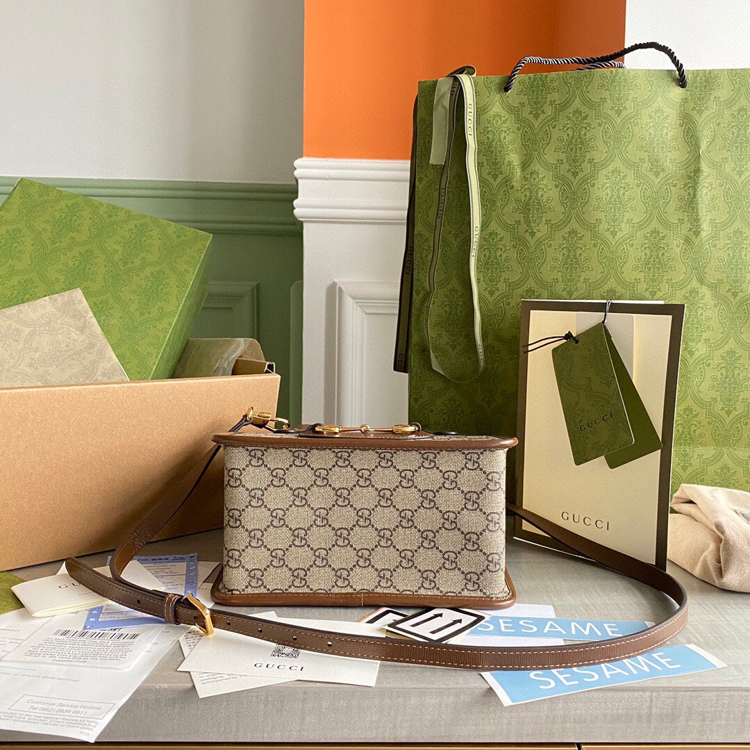 GC Horsebit 1955 Mini shoulder bag Beige and ebony