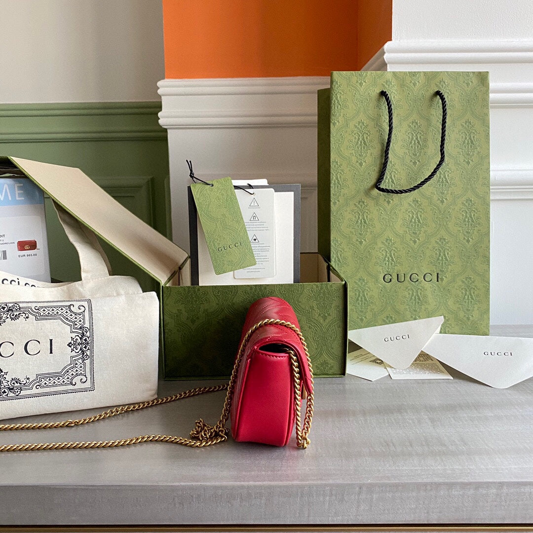 GC GG Marmont super mini bag Black / White / Red / Gray Blue