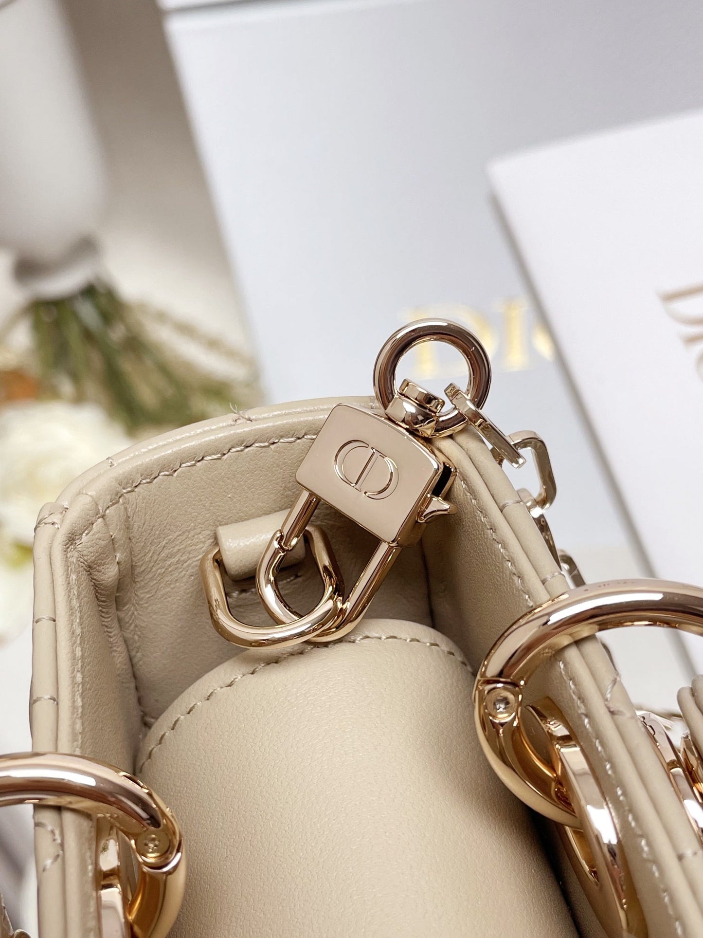 DO  Micro / Small / Medium Lady D-Joy Bag Sand-Colored Cannage Lambskin