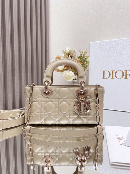 DO  Micro / Small / Medium Lady D-Joy Bag Sand-Colored Cannage Lambskin