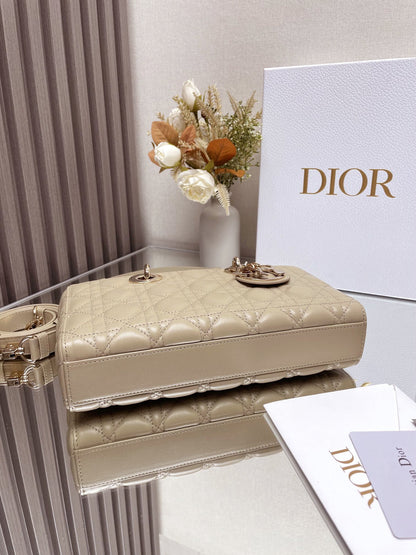 DO  Micro / Small / Medium Lady D-Joy Bag Sand-Colored Cannage Lambskin