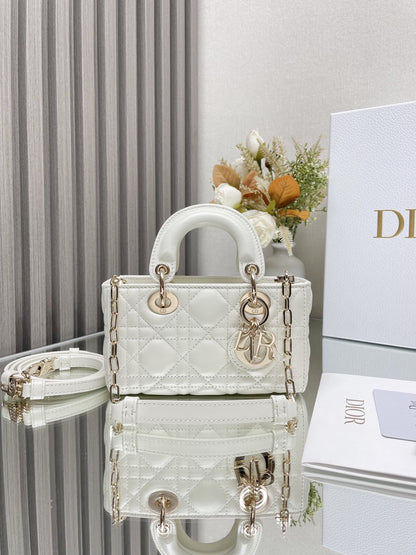 DO  Micro / Small / Medium Lady D-Joy Bag Latte Cannage Lambskin