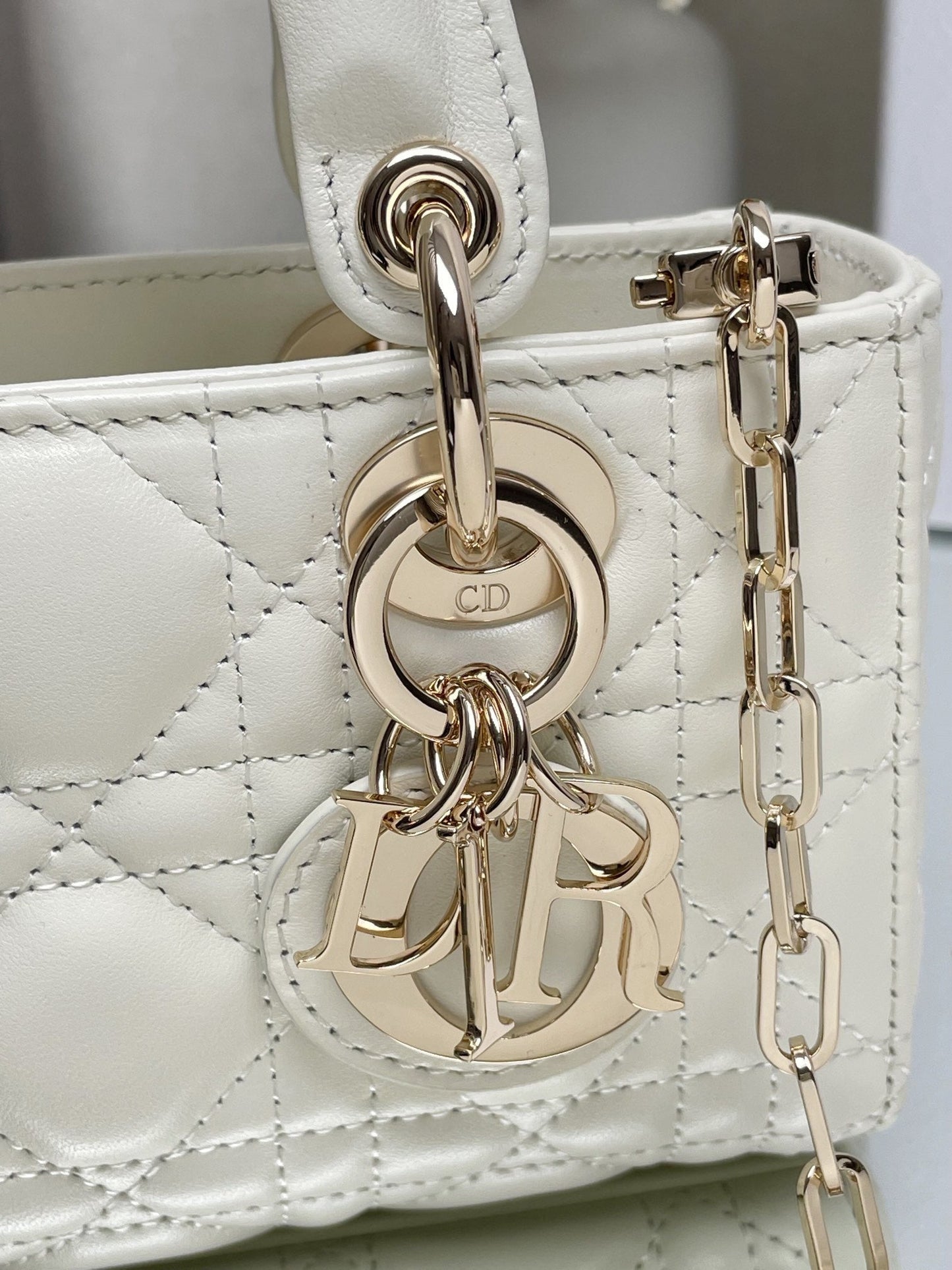 DO  Micro / Small / Medium Lady D-Joy Bag Latte Cannage Lambskin