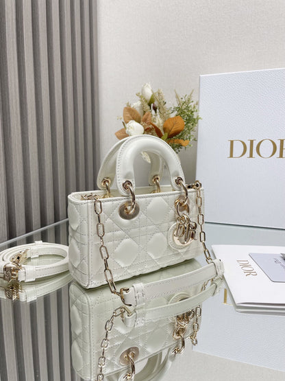 DO  Micro / Small / Medium Lady D-Joy Bag Latte Cannage Lambskin