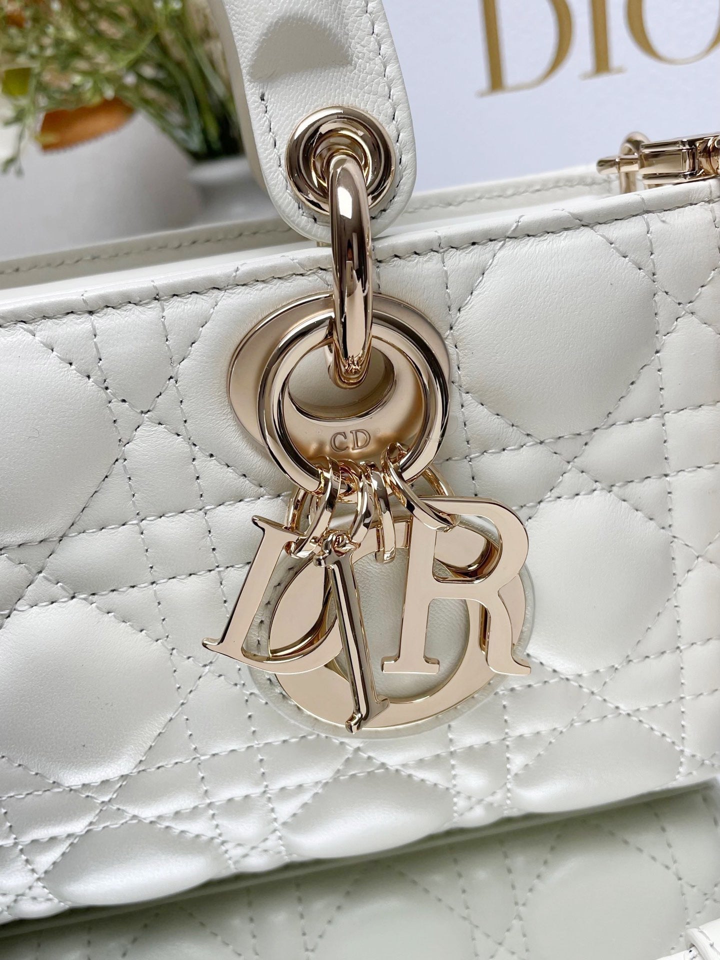 DO  Micro / Small / Medium Lady D-Joy Bag Latte Cannage Lambskin