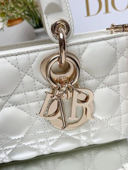 DO  Micro / Small / Medium Lady D-Joy Bag Latte Cannage Lambskin