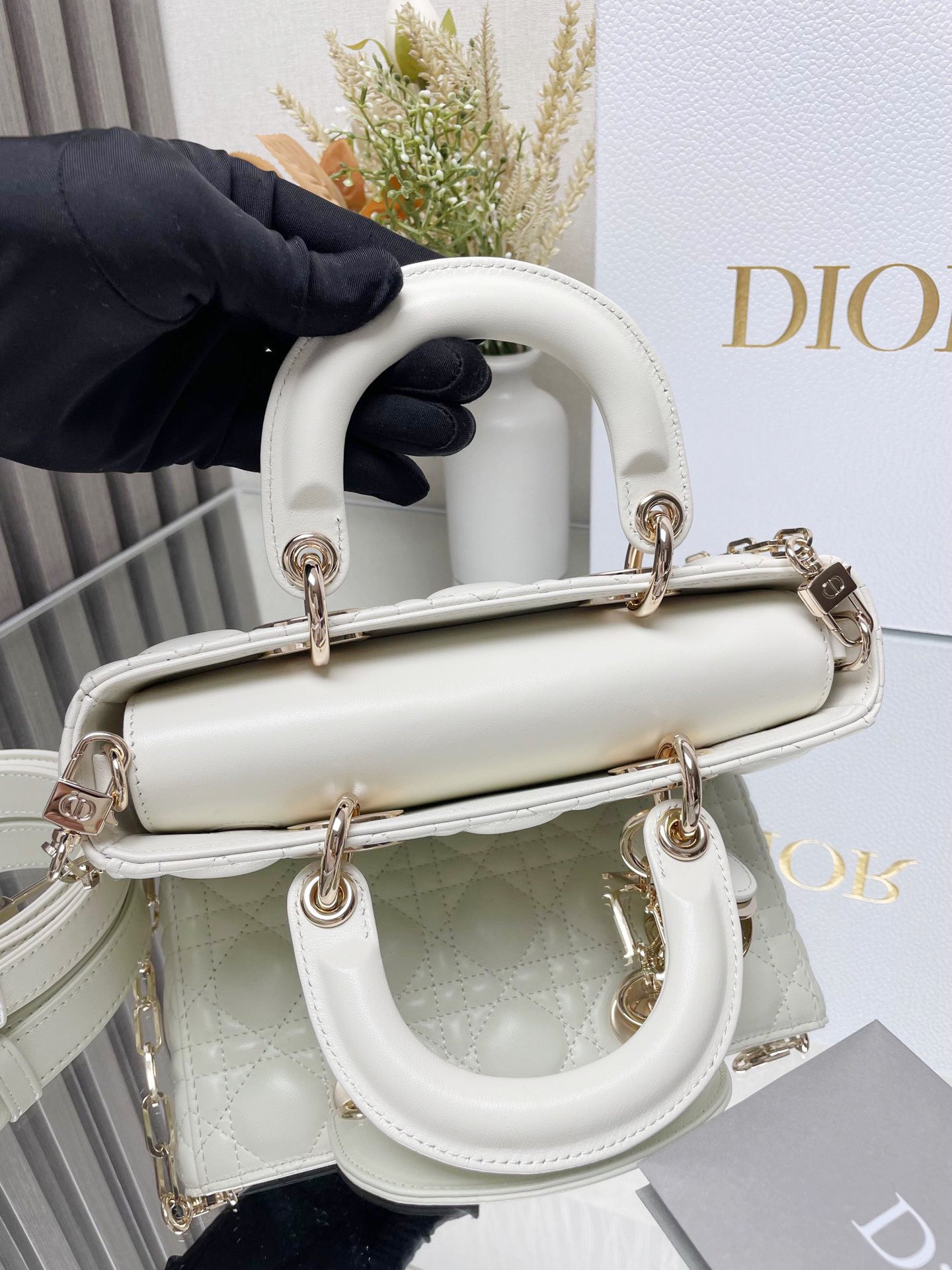 DO  Micro / Small / Medium Lady D-Joy Bag Latte Cannage Lambskin