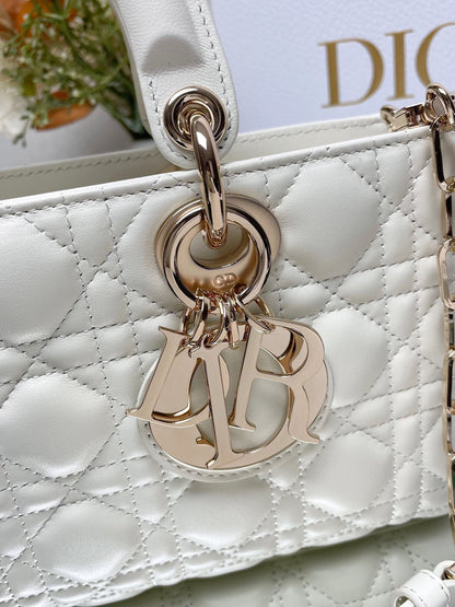 DO  Micro / Small / Medium Lady D-Joy Bag Latte Cannage Lambskin