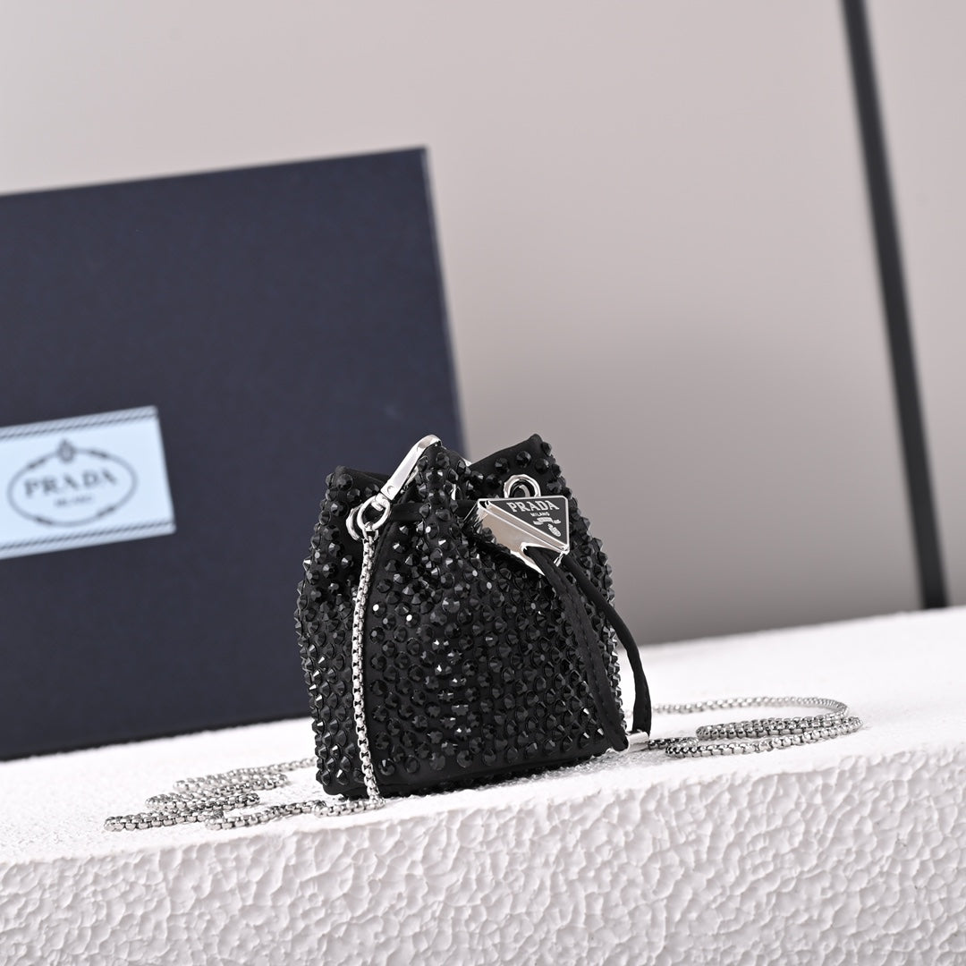 PD Embellished satin mini-pouch