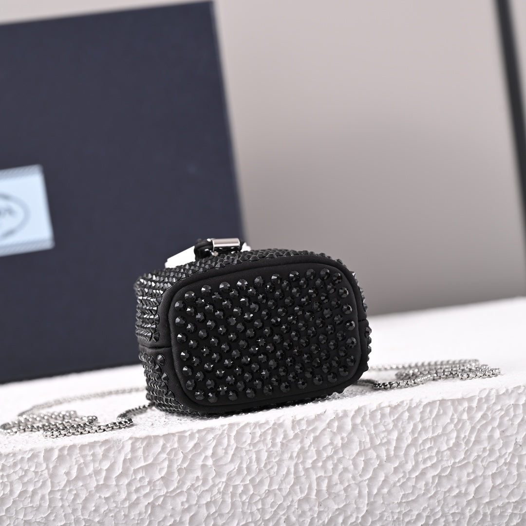 PD Embellished satin mini-pouch