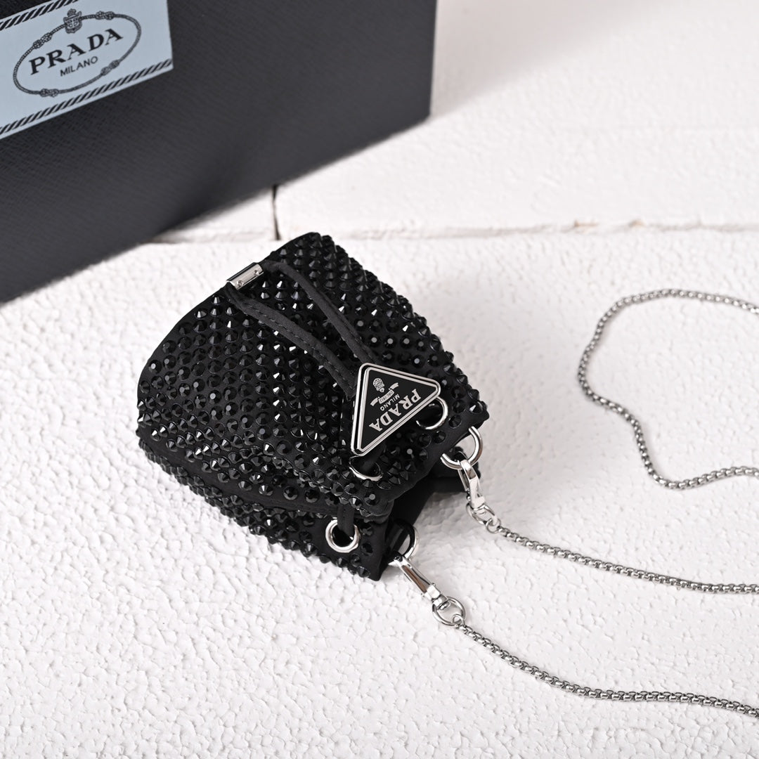 PD Embellished satin mini-pouch