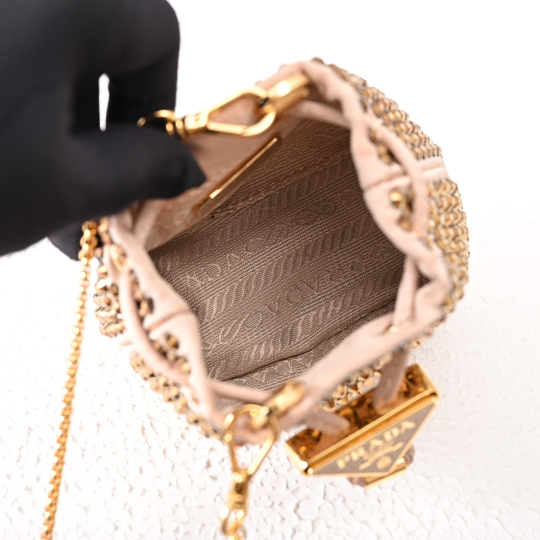 PD Embellished satin mini-pouch