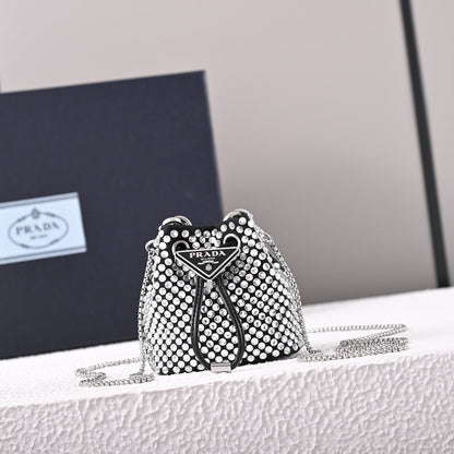 PD Embellished satin mini-pouch