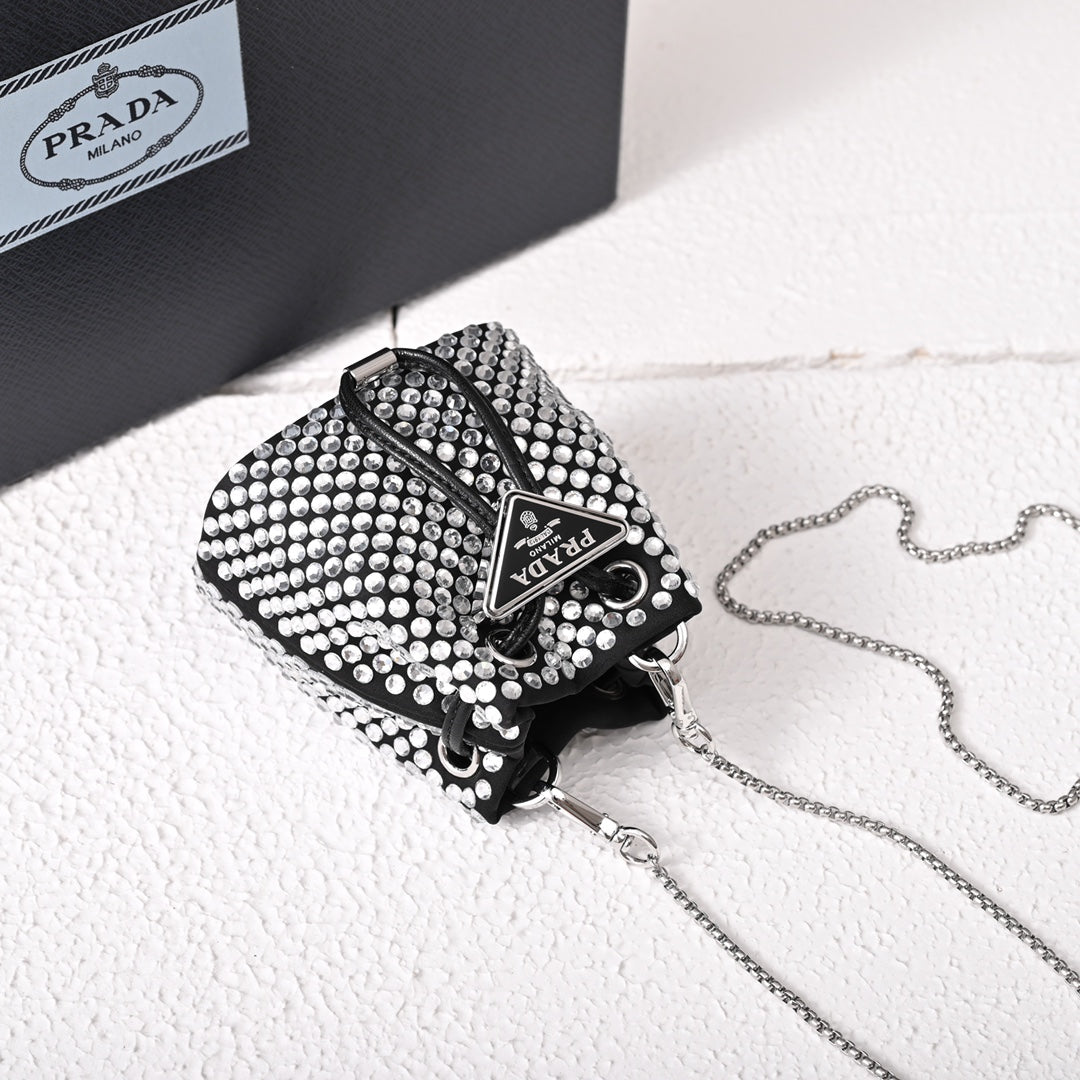 PD Embellished satin mini-pouch