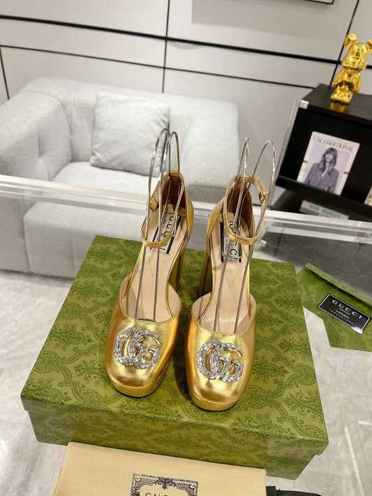 G* New high heels with crystal diamond double G buckle